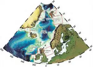 Bathymetry of the North Atlantic and location of projects in the GLANAM network