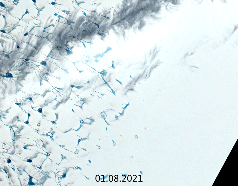 GIF der viser overfladen p&aring; Indlandsisen