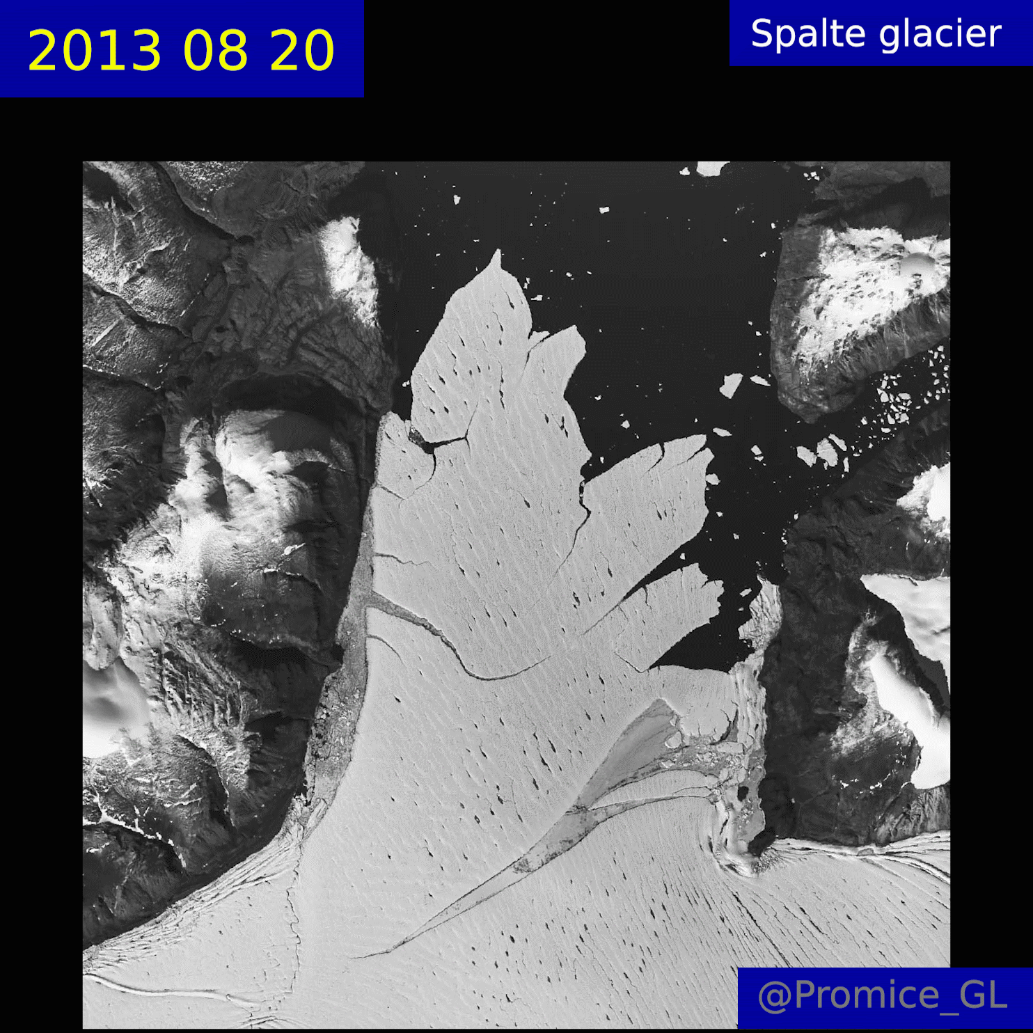 GIF of Spalte Glacier 2013 - 2020